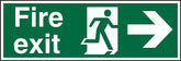 SECO Safe Procedure Safety Sign Fire Exit Man Running and Arrow Pointing Right Self Adhesive Vinyl 450 x 150mm - SP121SAV-450X150